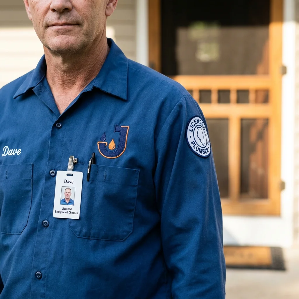 Licensed plumber showing ID badge in Walkertown, NC