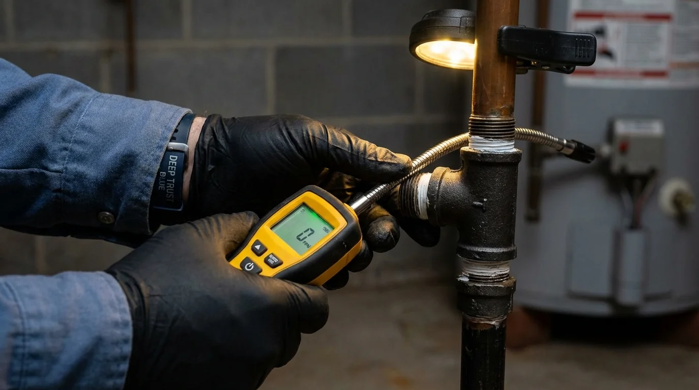 Gas leak detection with electronic sniffer by Johns Plumbing LLC in Walkertown