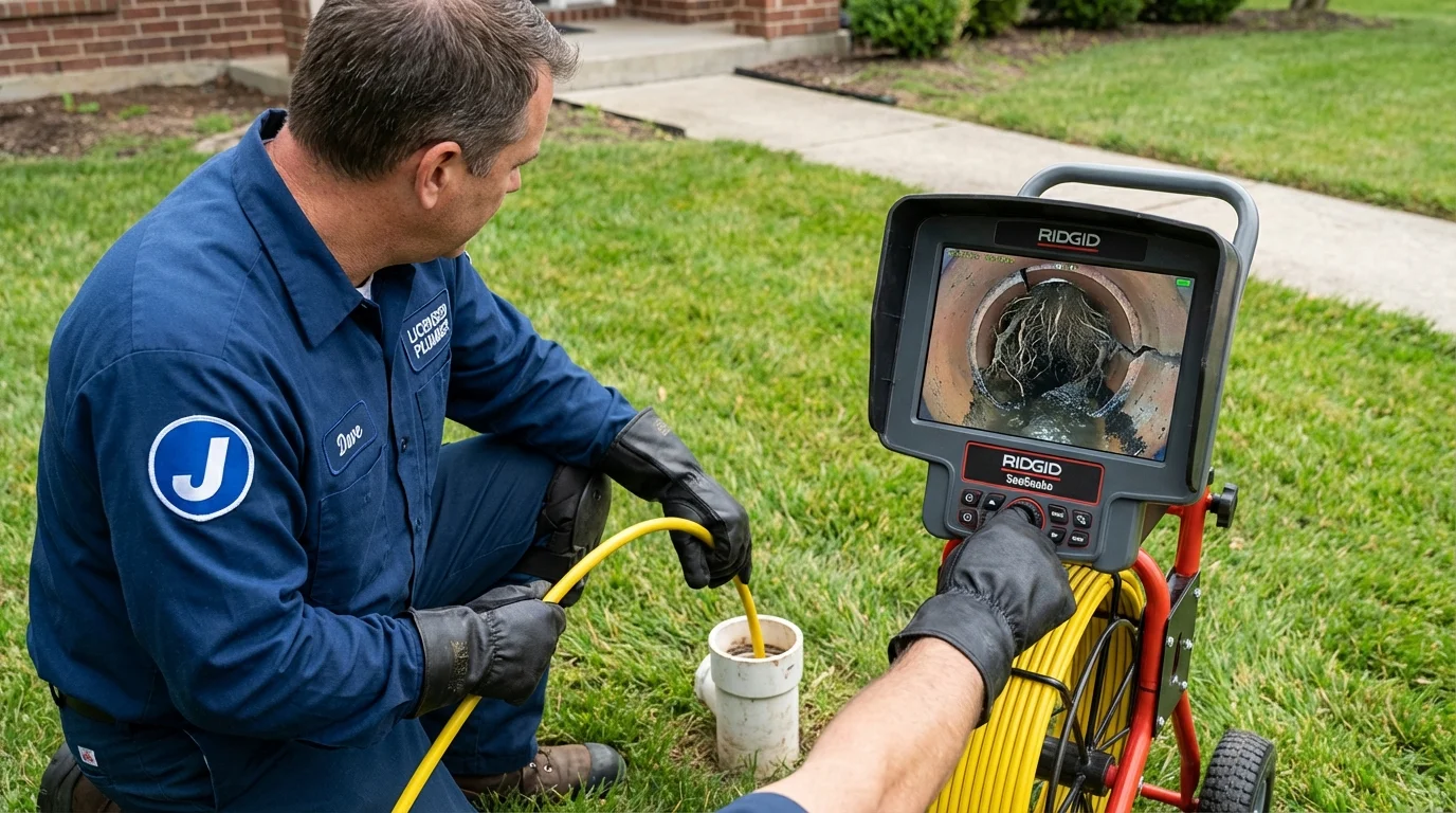 Sewer camera inspection being performed by Johns Plumbing LLC in Walkertown